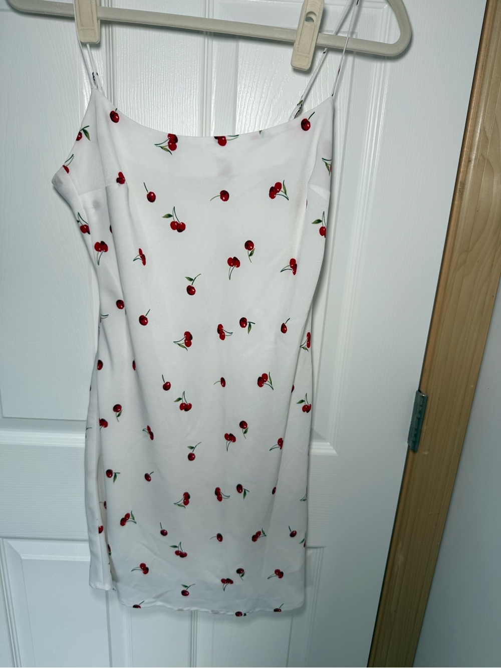 Abercrombie & Fitch White Cherry-Print Slip Dress